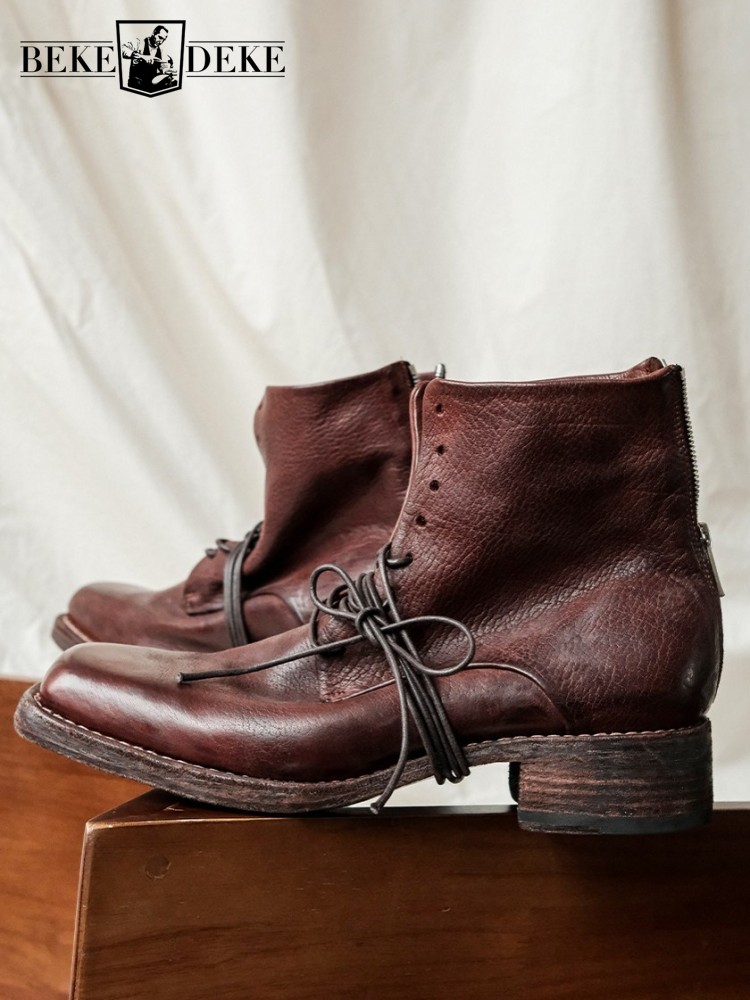 Men'S Shoes Increase Height - Retro-Mode Herren Reißverschluss-Stiefel aus Echtem Leder
