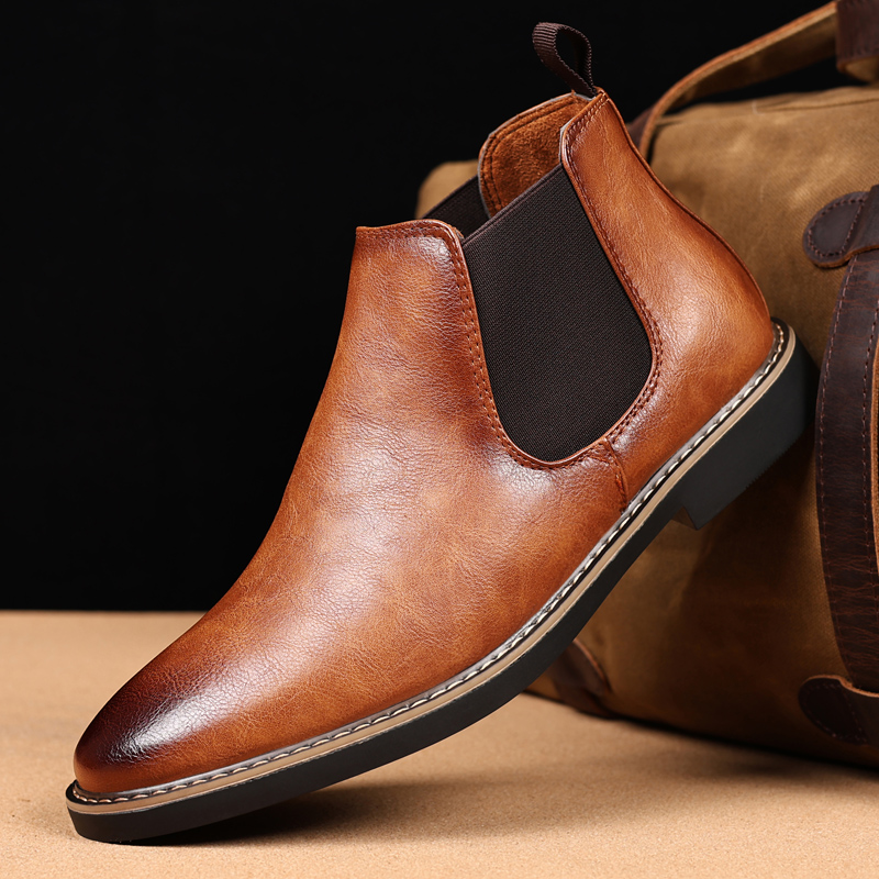 Men Shoes Xxl - Britischer Stil Herren Chelsea-Stiefel Retro Braun