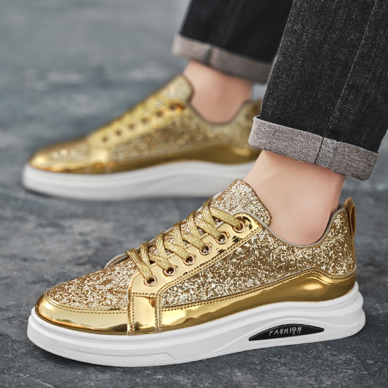 Men'S Shoes Size 43 In Us - Goldene Herren-Sneaker 2025 Neue Luxus-Mode Skateboard-Schuhe