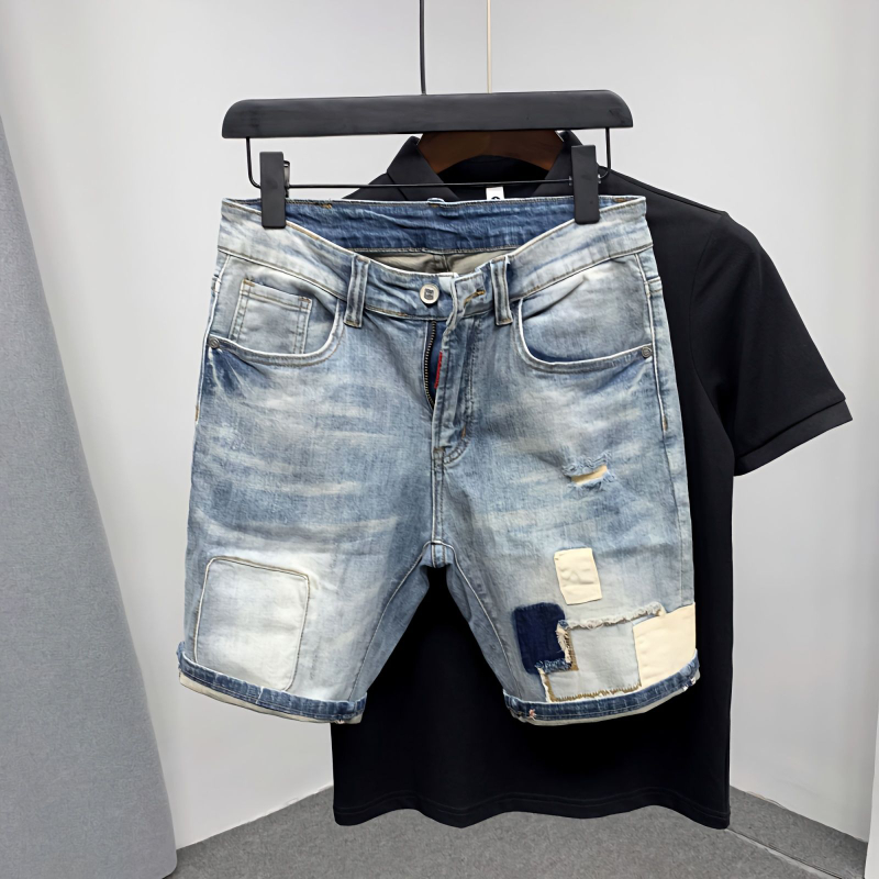 Men Shoes Xxl - Gerade männliche Denim-Shorts zerrissene Jorts Distressed