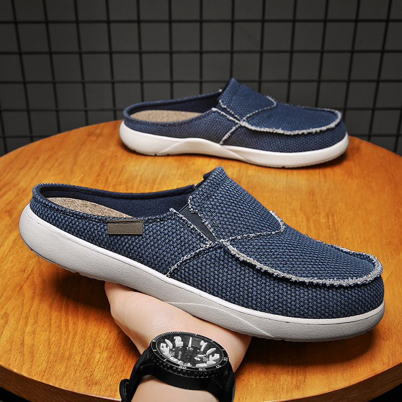 Men Shoes Xxl - Canvas-Slip-on-Halbschuhe für Herren, Pantoletten, lässige Hausschuhe,