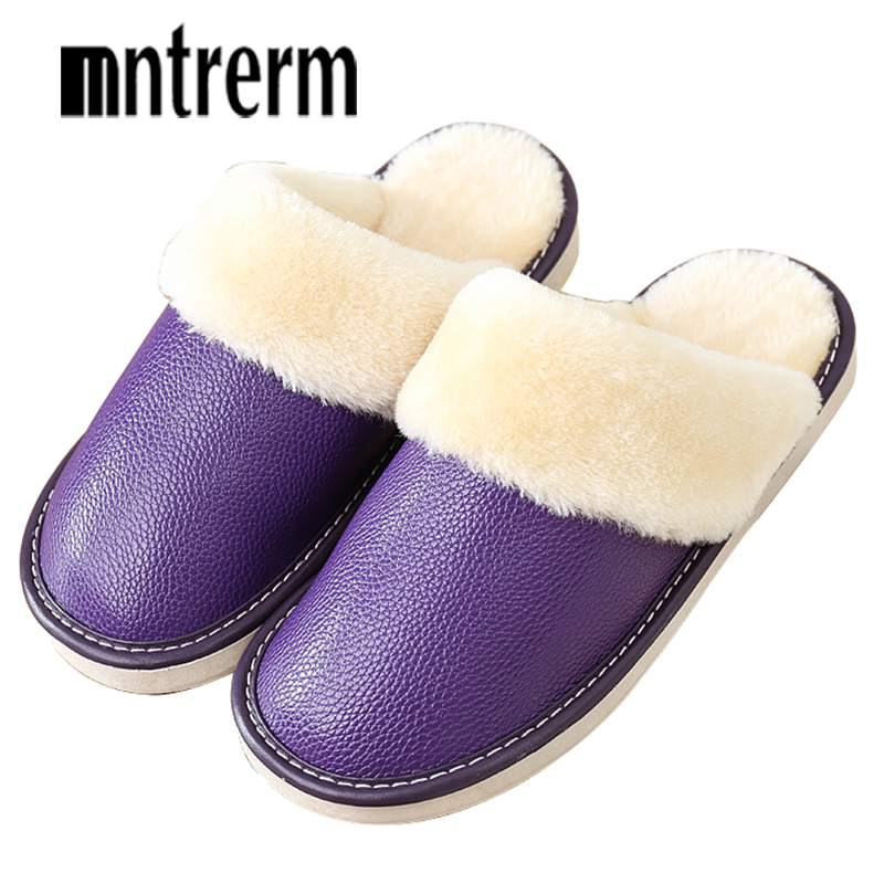 Men Shoes Sale - Mntrerm Frauen Hausschuhe Winter Echtem Leder